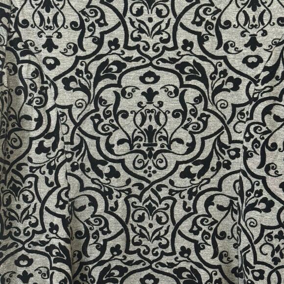 Lands End Size Large Black and Gray Short Sleeve Velvet Flocked Fit Flare Dress - Picture 5 of 7